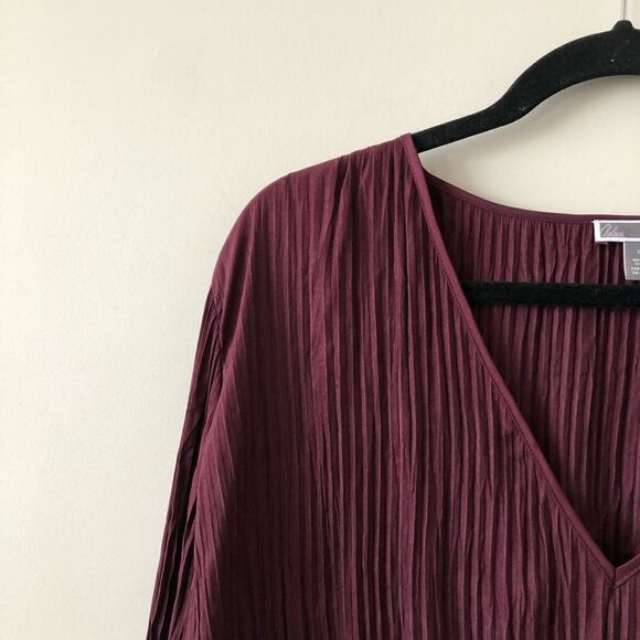 CHELSEA28 Smock Waist Pleated Wine Dress - Picture 6 of 9